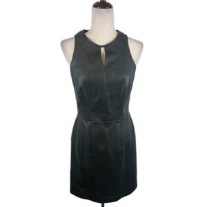 Gianni Bini Black Sleeveless Faux Leather Mini Dress Keyhole Women's Size‎ 6